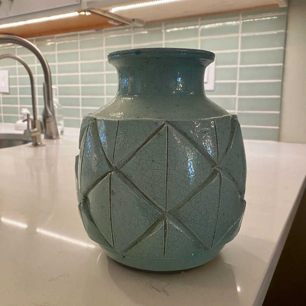 West Elm robins egg blue vase- handmade